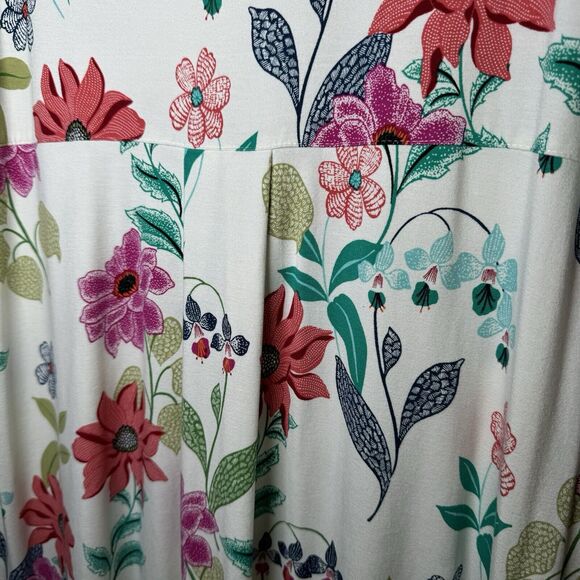 J.Jill Wearever Dress Extra Small Petite Ivory Floral Stretch Knit A Line Swing - Picture 5 of 12